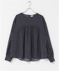 拼接碎褶罩衫(藏青色-FREE-NAVY)