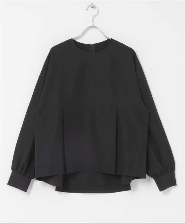 打褶傘狀下襬罩衫(黑色-FREE-BLACK)