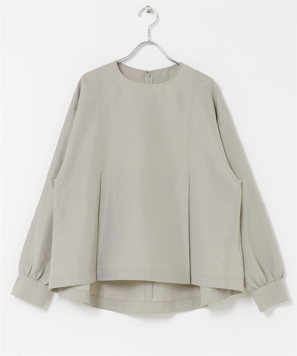 打褶傘狀下襬罩衫(灰膚色-FREE-其他灰色)