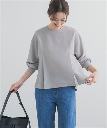 打褶傘狀下襬罩衫