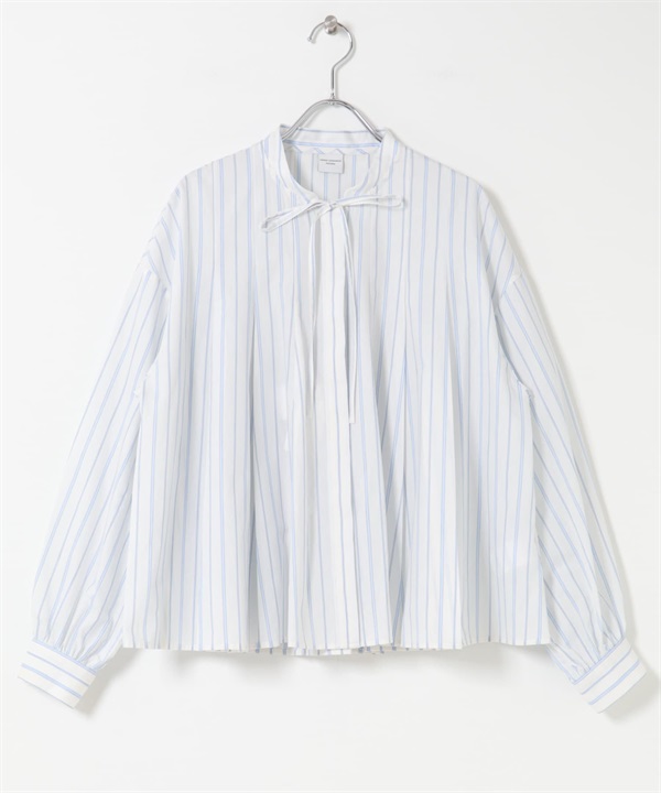 直條紋蝴蝶結傘狀罩衫(米色-FREE-OFF WHITE)