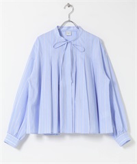 直條紋蝴蝶結傘狀罩衫(薩克斯藍-FREE-其他藍色)