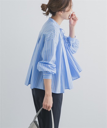 直條紋蝴蝶結傘狀罩衫