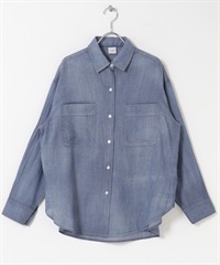 透膚牛仔襯衫(靛青色-FREE-INDIGO BLUE)