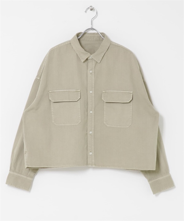 短版牛仔襯衫(膚色-FREE-BEIGE)