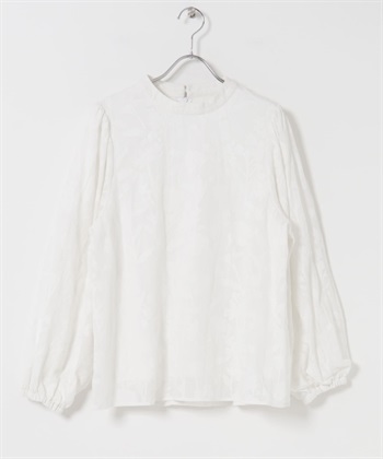 拔纖凹凸印花罩衫(米色-FREE-OFF WHITE)