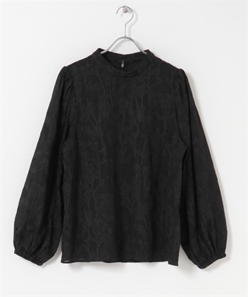 拔纖凹凸印花罩衫(黑色-FREE-BLACK)