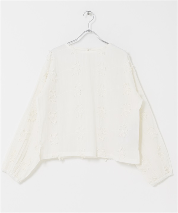 立體刺繡罩衫(米色-FREE-OFF WHITE)