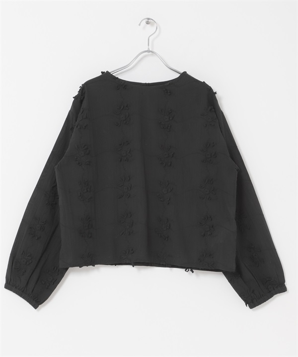 立體刺繡罩衫(黑色-FREE-BLACK)