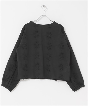 立體刺繡罩衫(黑色-FREE-BLACK)