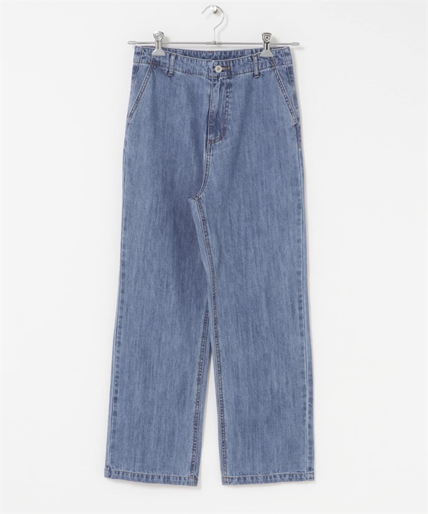 牛仔寬褲(淺靛青色-S-LIGHT INDIGO BLUE)