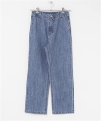 牛仔寬褲(淺靛青色-S-LIGHT INDIGO BLUE)