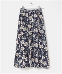 嫘縈印花長裙(藏青色-FREE-其他藍色)