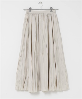 塔夫塔綢不規則百褶裙(亞麻色-FREE-其他白色)