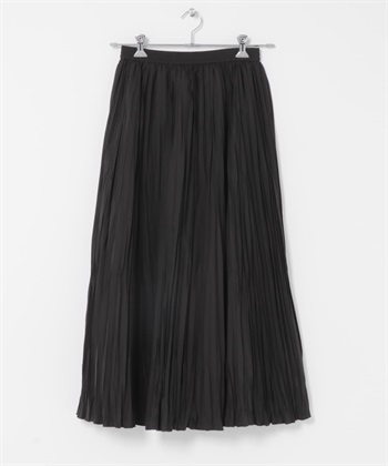 塔夫塔綢不規則百褶裙(黑色-FREE-BLACK)