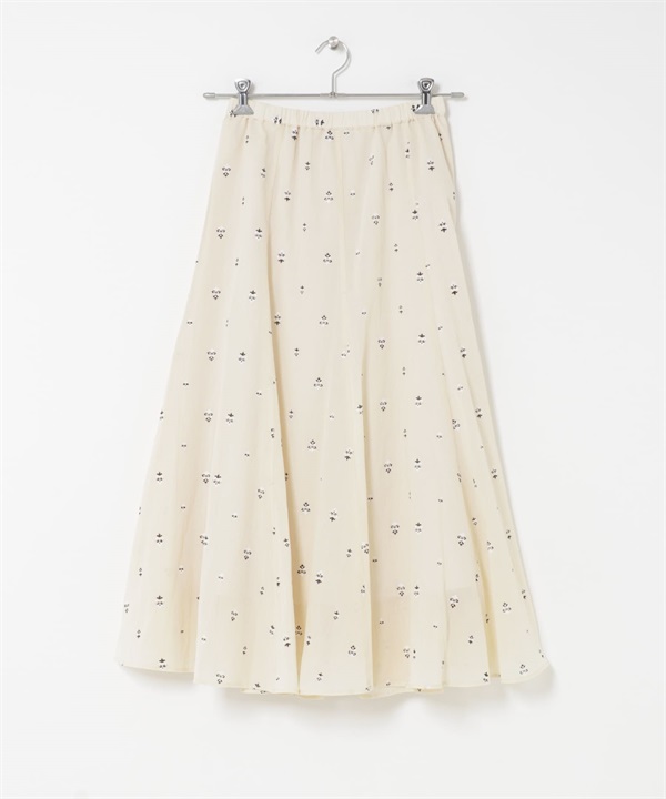 織錦緞印花傘狀裙(米色-FREE-OFF WHITE)