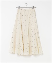 織錦緞印花傘狀裙(米色-FREE-OFF WHITE)