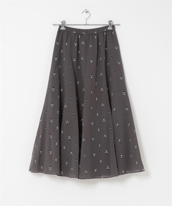 織錦緞印花傘狀裙(炭灰色-FREE-CHARCOAL GRAY)