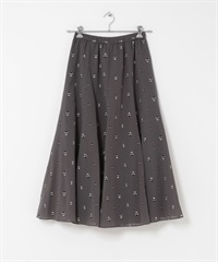 織錦緞印花傘狀裙(炭灰色-FREE-CHARCOAL GRAY)