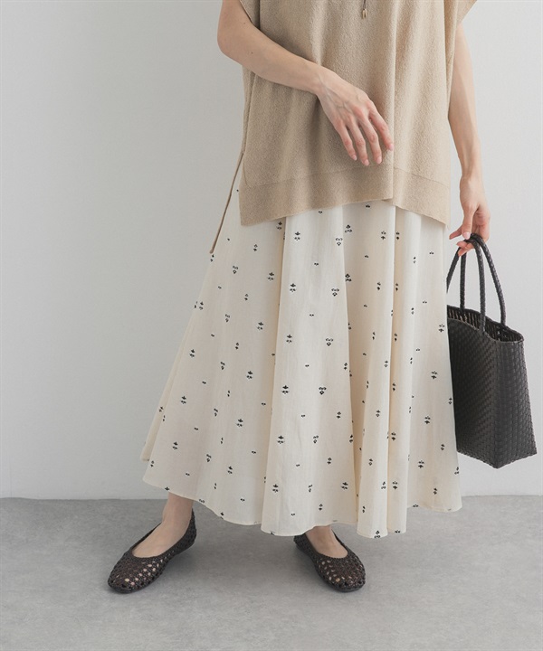 織錦緞印花傘狀裙