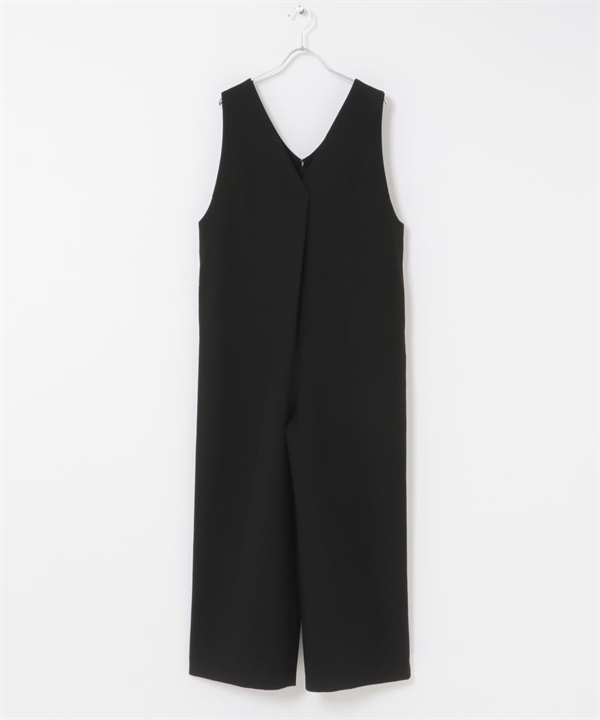 V領連身褲(黑色-S-BLACK)