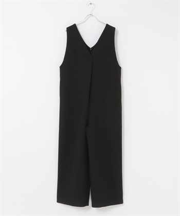 V領連身褲(黑色-S-BLACK)