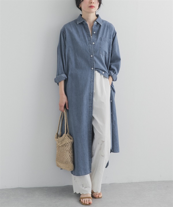 輕量棉質牛仔襯衫洋裝