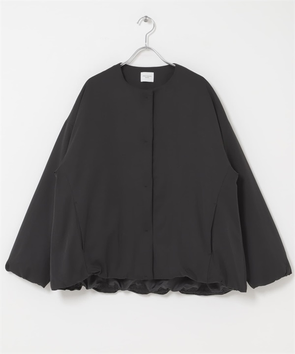 防潑水填充無領大衣(黑色-FREE-BLACK)