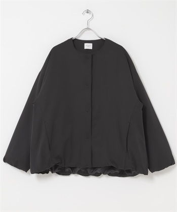 防潑水填充無領大衣(黑色-FREE-BLACK)