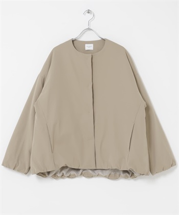 防潑水填充無領大衣(膚色-FREE-BEIGE)