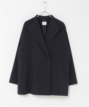 雙層織物短版大衣(藏青色-M-NAVY)