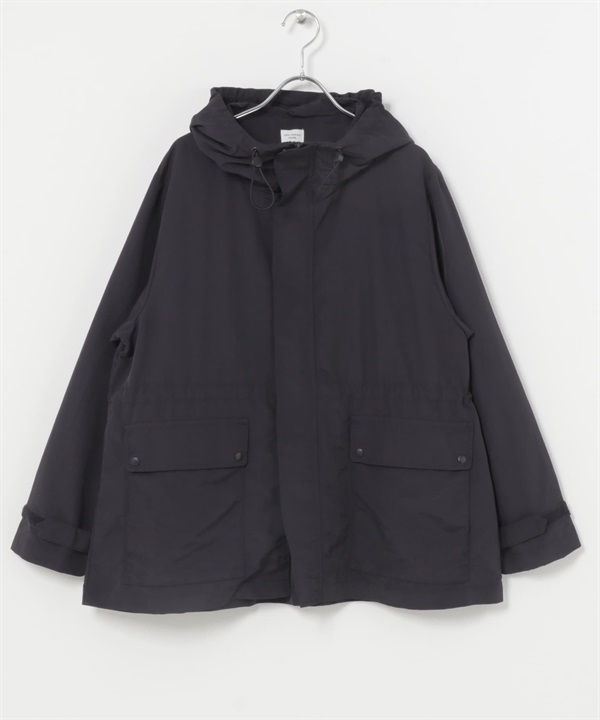 防潑水尼龍連帽登山外套(藏青色-S-NAVY)