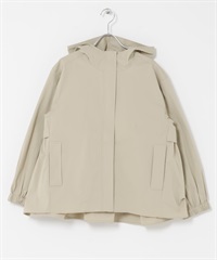 防潑水背面碎褶連帽外套(膚色-FREE-BEIGE)