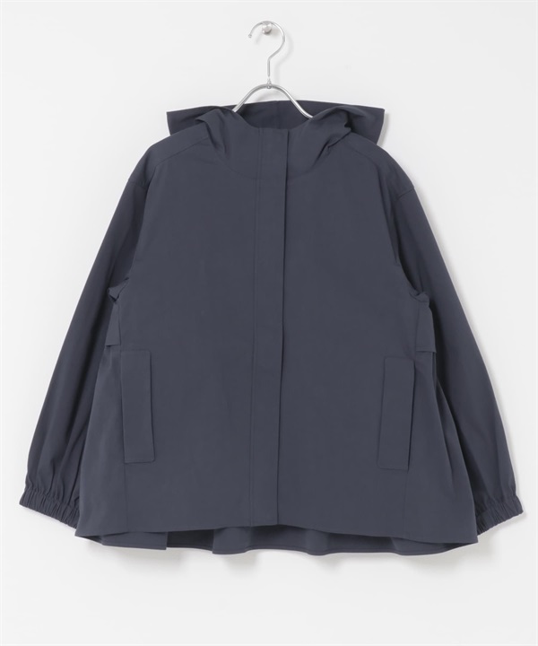 防潑水背面碎褶連帽外套(藏青色-FREE-NAVY)