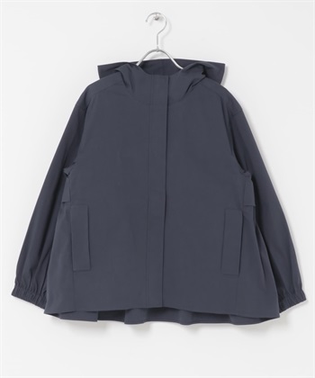 防潑水背面碎褶連帽外套(藏青色-FREE-NAVY)