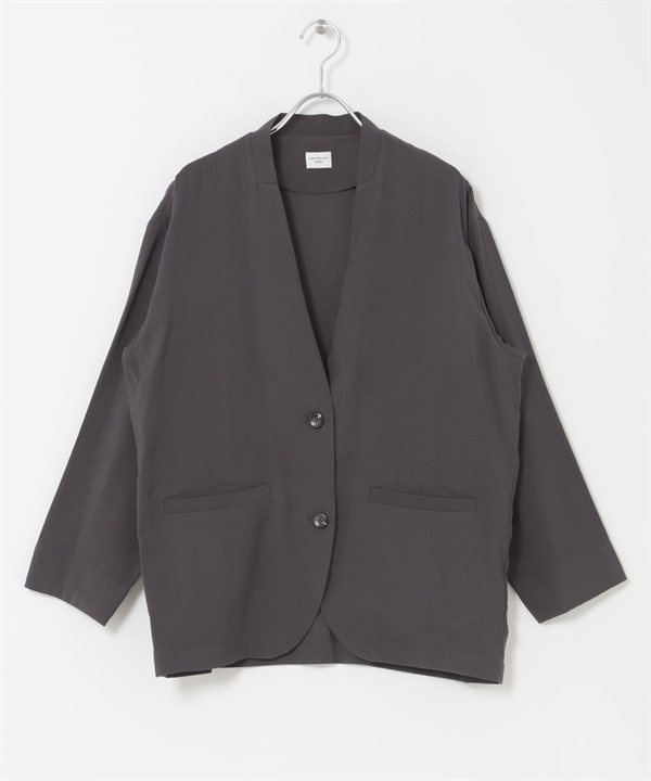無領西裝外套(炭灰色-FREE-CHARCOAL GRAY)