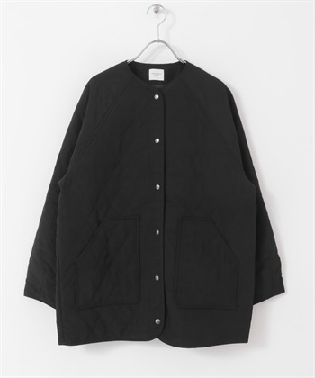 吉貝木棉絎縫中長版夾克(黑色-FREE-BLACK)