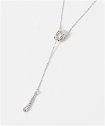 變形墜飾T字扣項鍊(銀色-one-SILVER)