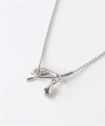 金屬墜飾T字扣項鍊(銀色-one-SILVER)