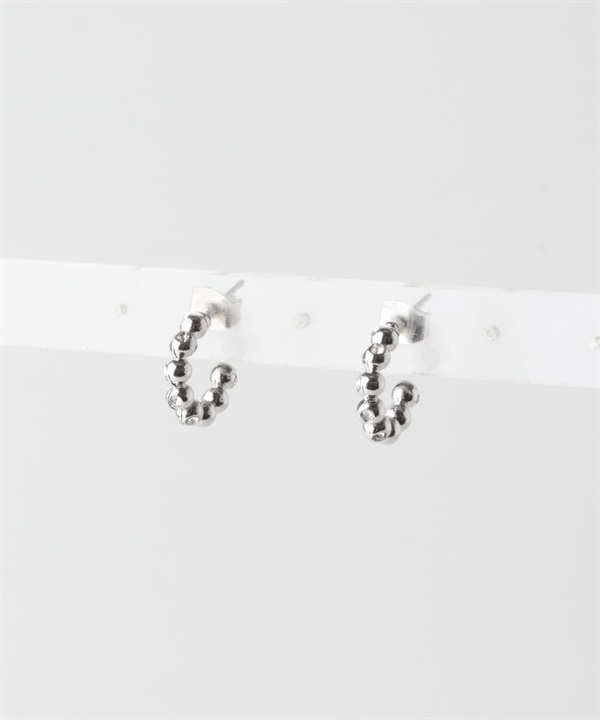 環形圓珠針式耳環(銀色-one-SILVER)