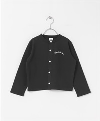 圓領刺繡開襟衫(KIDS)(黑色-120(115-125)-BLACK)