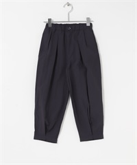 防潑水打褶寬褲(KIDS)(深藏青色-120(115-125)-NAVY)