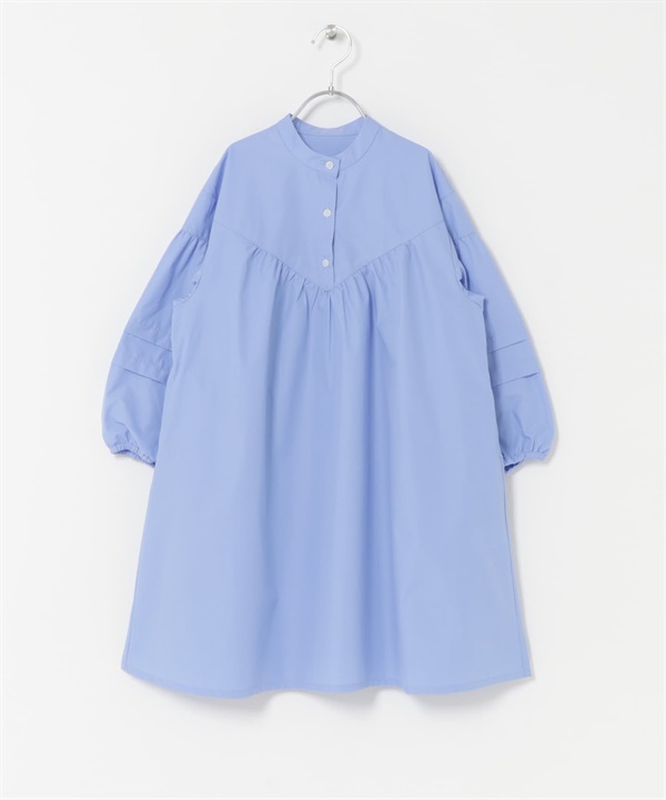 剪接碎褶洋裝(KIDS)(藍色-120(115-125)-BLUE)