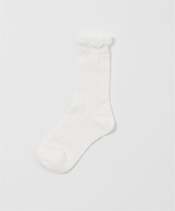 鏤空織紋荷葉邊短襪(KIDS)(米色-17-19-OFF WHITE)