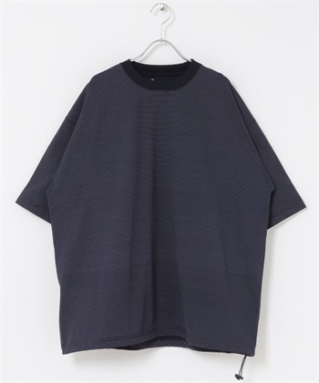 Quick Dry抽繩短袖T恤(藏青色x灰色-L-其他藍色)