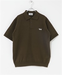 【別注】PENNEYS / THE FOX刺繡細針織POLO衫(棕色-M-BROWN)