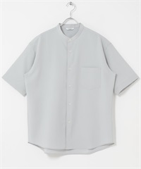 CEOα極乾爽立領短袖襯衫(淺灰色-M-LIGHT GRAY)
