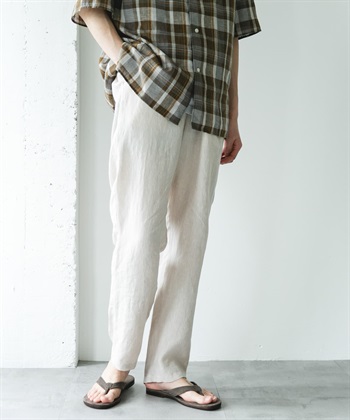 絲光加工亞麻輕便長褲