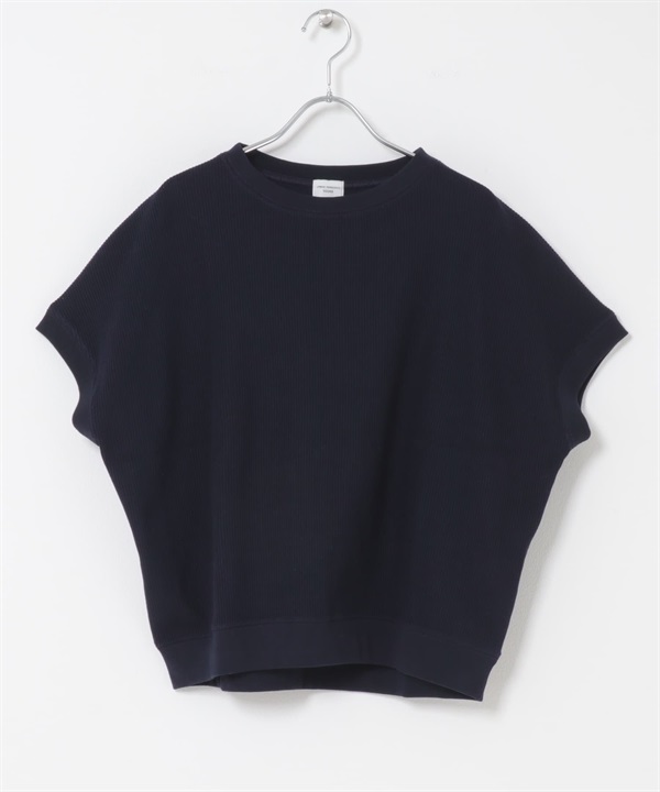 圓編羅紋法式袖T恤(藏青色-FREE-NAVY)