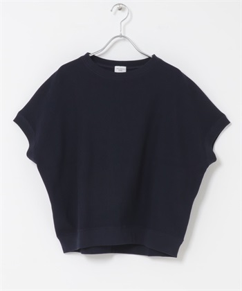 圓編羅紋法式袖T恤(藏青色-FREE-NAVY)